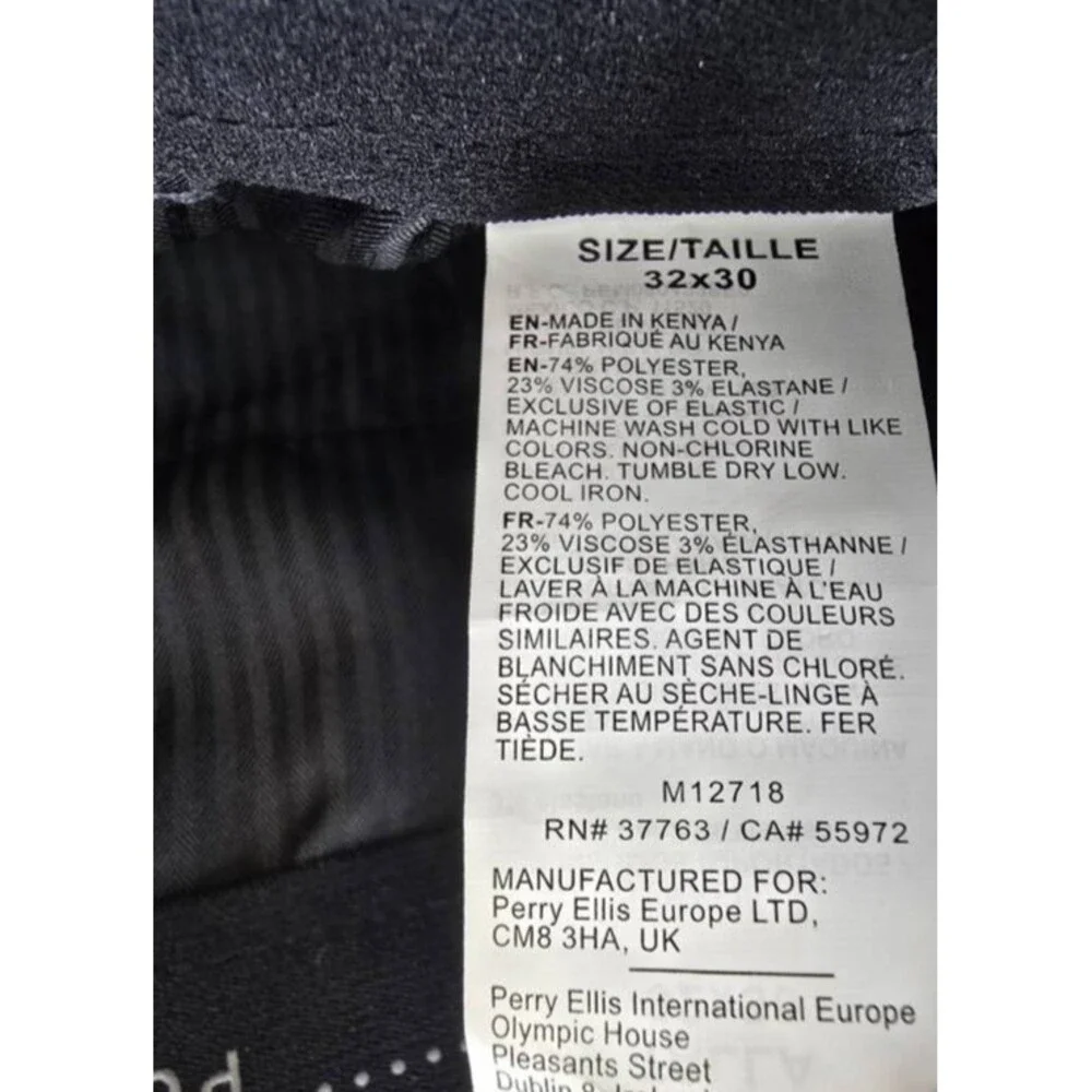 Perry Ellis Portfolio Modern-Fit Pattern Dress Pants Men's 32x30 Black Pockets